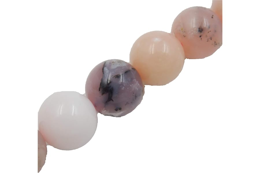 Malahill Gemstone Beads for Jewelry Making, Sold per Bag 5 Strands Inside, Pink Opal 6mm