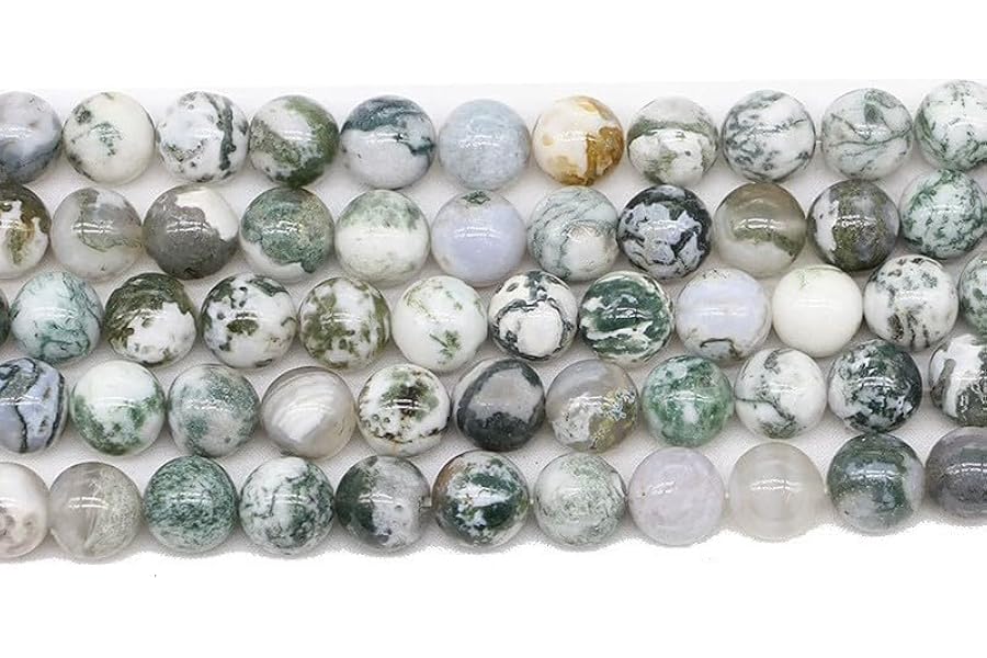 Malahill Gemstone Beads for Jewelry Making, Sold per Bag 5 Strands Inside, Tree Agate 8mm