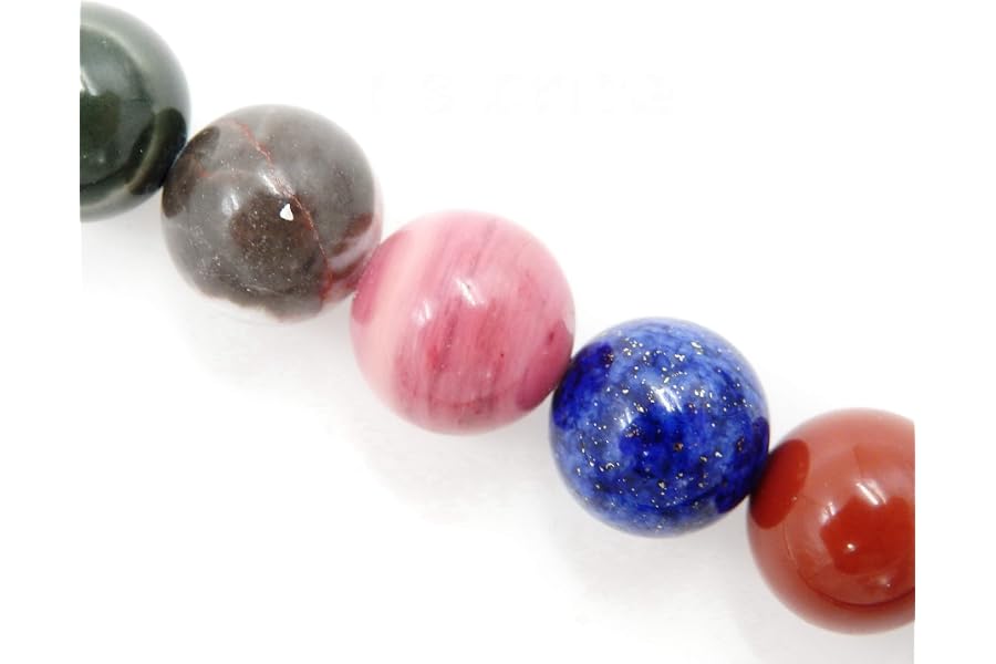 Malahill semiprecious Stone Beads for Jewelry Making, Sold per Bag 5 Strands Inside, Mix Stone 8mm