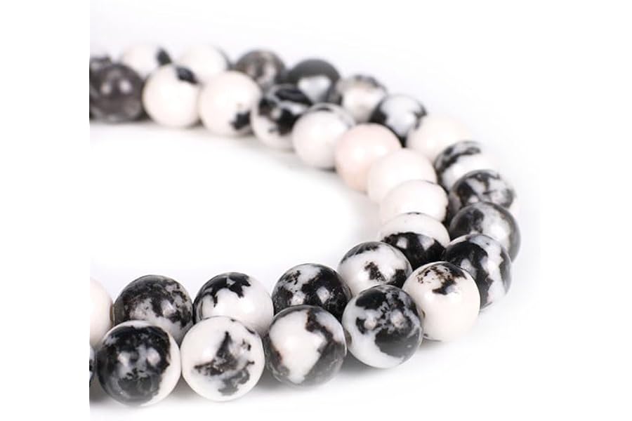 Malahill semiprecious Stone Beads for Jewelry Making, Sold per Bag 5 Strands Inside, Black Zebra Jasper 10mm