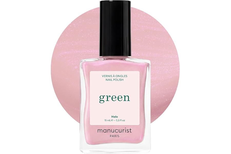 Manucurist Green Halo Milky Mauve Natural Nail Polish | Long Lasting Nail Polish and Quick Dry Nail Varnish with Classic Manicure Effect - Vegan, 9-Free, Plant-Based, 0.5 fl oz