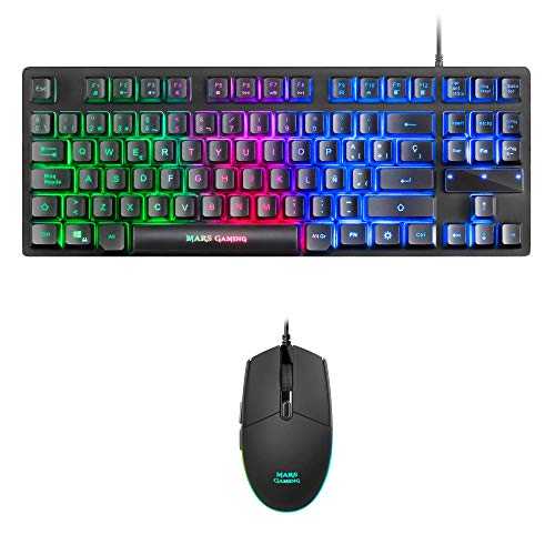 Mars Gaming MCPTKL, Idioma Español, Combo Gaming TKL con Teclado H-Mech RGB y Ratón 3200 dpi RGB Flow, Antighosting, Compacto y Ergonómico, CompatibILIDAD Multiplataforma