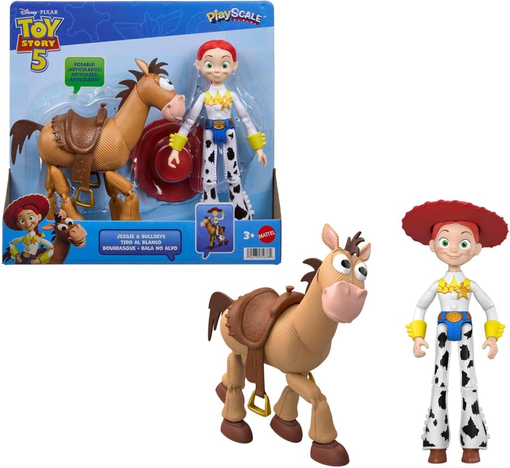 Mattel Disney Pixar Toy Story 5 Pack de 2 Figuras de acción articuladas a Escala de Juego de 17,78 cm, Jessie y Perdigón, Sombrero Vaquero extraíble, JKV21