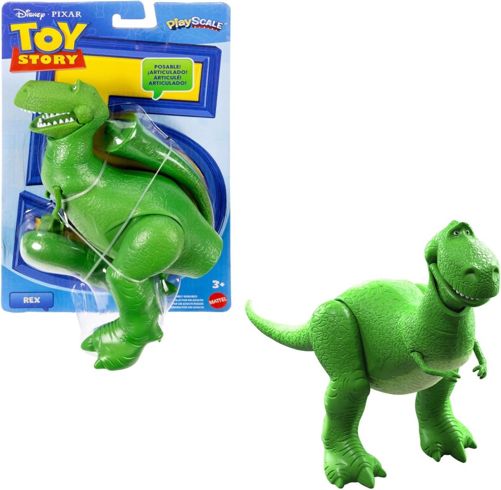 Mattel Disney Pixar Toy Story 5 Rex Figura de acción de 18,4 cm de Altura, Dinosaurio tiranosaurio, 8 articulaciones móviles, diseño detallado y Escala para Jugar, JKV17