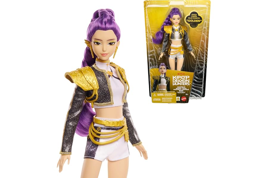​Mattel Kpop Demon Hunters HUNTR/X Rumi “Golden” Singing Doll | Wearing Removable Signature Outfit, 5 Posable Joints, Inspired by the Movie