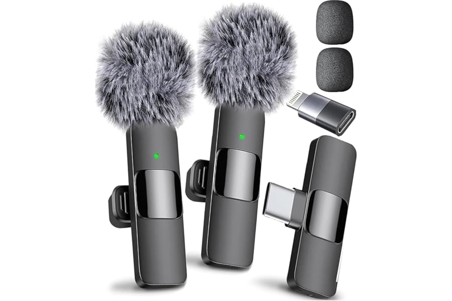 Mini Mic Pro (Latest Model – #1 Microphone for iPhone & Android, Wireless Mini Microphone, Clear Voice, Noise Cancelling, Lavalier Mic for TikTok, YouTube & Interviews