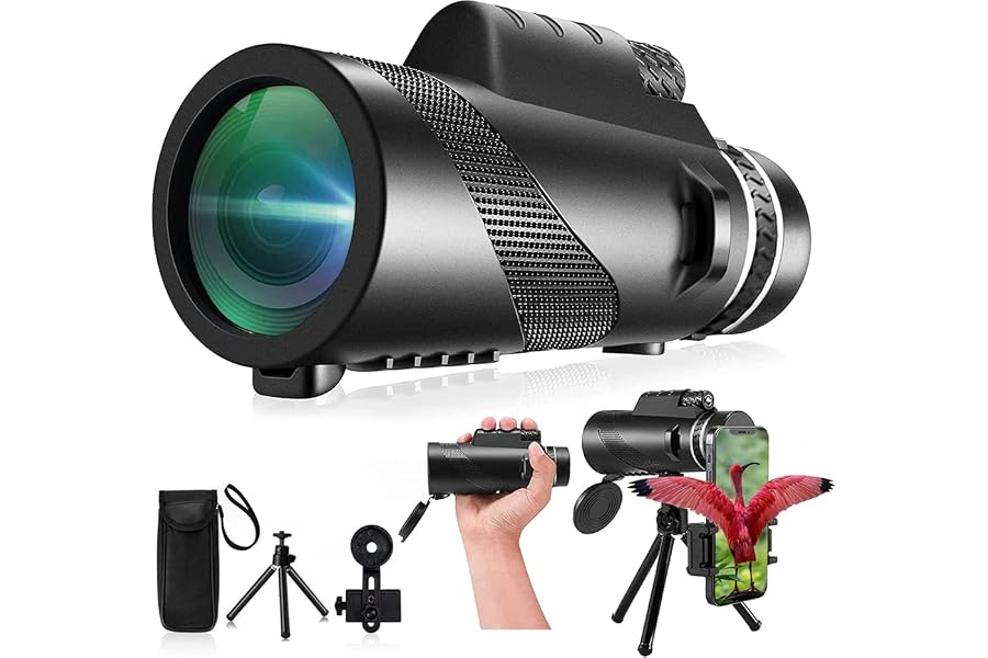 Monocular-Telescope 80x100 High Powered Monoculars High Definition for Adults High Powered with Smartphone Adapter Telescope Hunting Wildlife Bird Watching Travel Camping Hiking-Black
