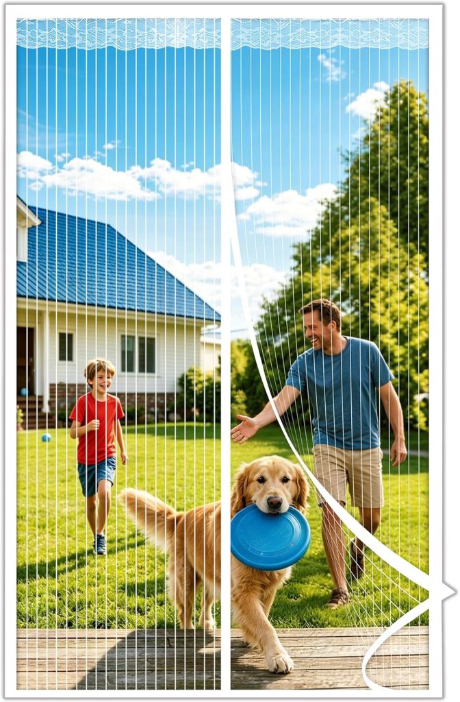 Mosquitera Puerta Magnetica 70x200CM, Cortinas Antimoscas Puerta Exterior con Iman, Cortina Contra Mosquitos con Imanes, Cortinas Antimosquitos para Puertas Exteriores, Fly Curtains for Door(Blanco)