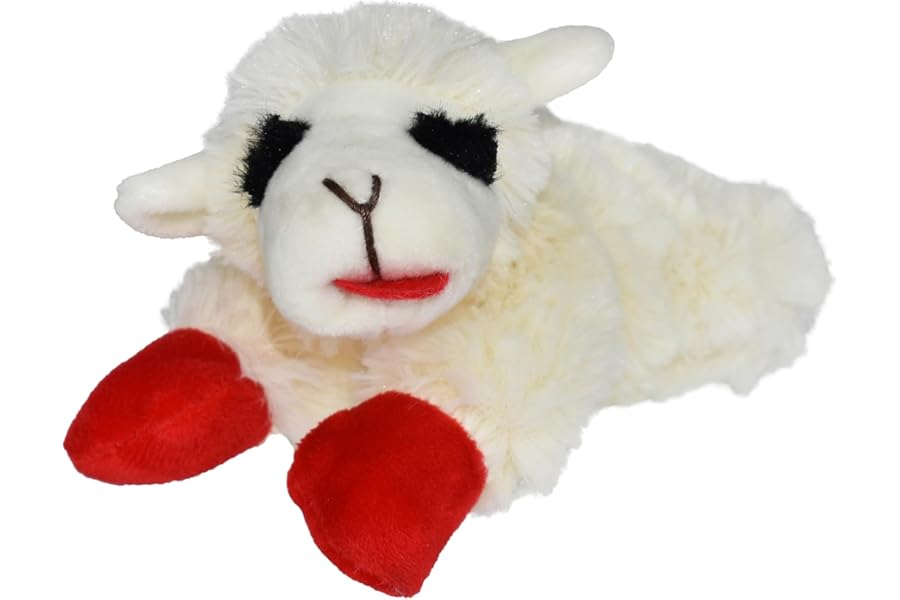 Multipet Lamb Chop Dog Plush Toy - Squeaky Toy for All Dogs - Extra Soft Plush - Stuffed Animal Dog Toy for Cuddling & Playing - Cute Pet Toy (6", Cream)