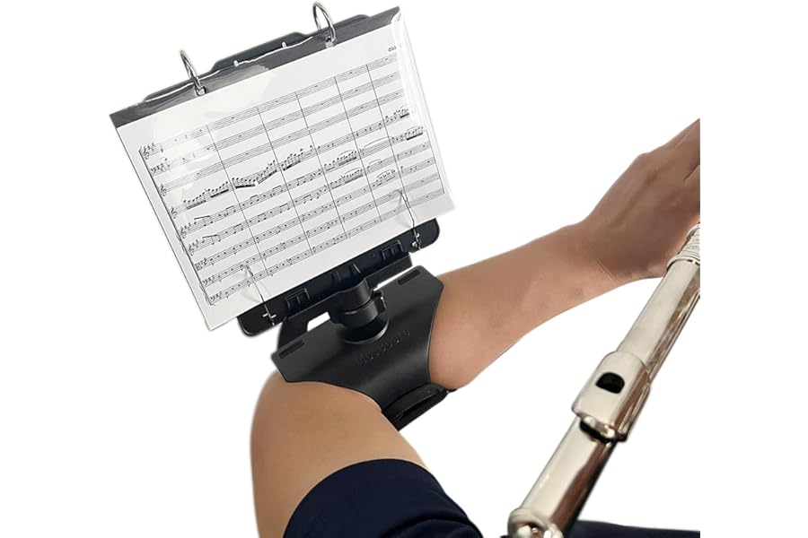 MusBoard Flute Lyre FP10, Adjustable Marching Band Lyre for Flute & Piccolo with Flip Folder, Includes 10 Refill Sleeves