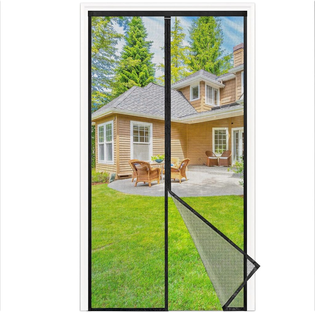 NUEVA Mosquitera Puerta Magnética 90x210 cm, Mosquitera para Puerta con Imanes Potentes, Instalación Sin Taladro, Cierre Automático, Malla Transpirable y Antidesgarro, Negro