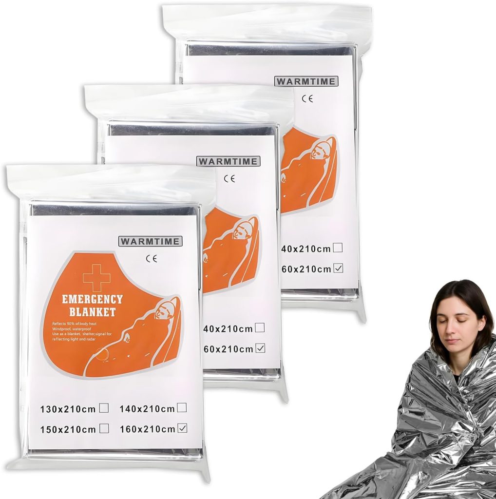 NXPUXP Lot de 3 Couvertures de Survie,Couvertures Thermiques d'urgence Indéchirable & Imperméable,Couverture Survie Or/Argent, 210x160cm-B
