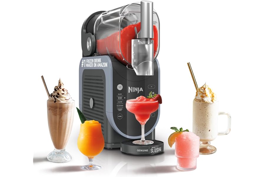 Ninja SLUSHi Professional Drink Maker, 7+ Servings, Black, FS301 | No Ice Needed, 5 Preset programs, Rapid Chill Technology, 7+ Servings, 88-Oz Easy-Fill Vessel, Dishwasher Safe Parts