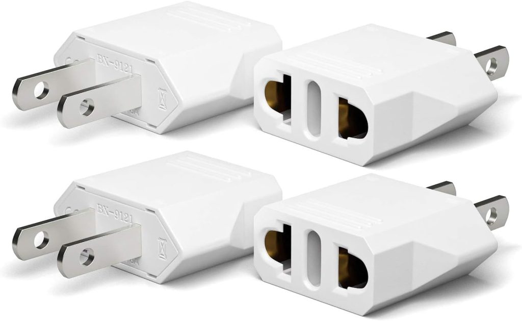 Oliveria Adaptador Enchufe Europeo a Americano, 4 Piezas para Europa/USA/China/Japón/Canadá/México - Blanco
