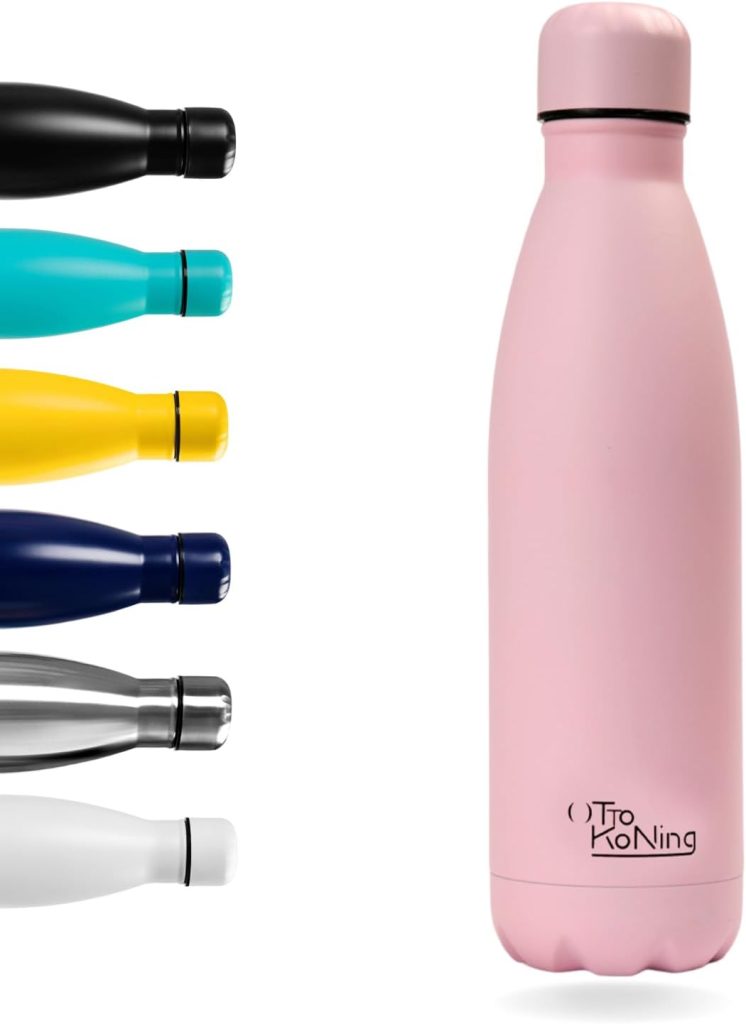 Otto Koning Botella Térmica de Agua Acero Inoxidable 500ml- Doble Aislamiento al vacío para 12 Horas de Bebida Caliente y 24 Horas de Bebida Fría. Botella Termo a Prueba de Fugas Libre BPA