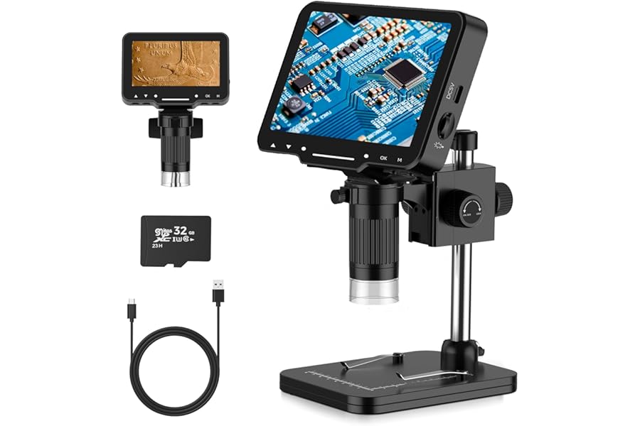 PalliPartners Digital Microscope for Coins with Light HD Screen | 4.3 Inch 1080P HD Screen, 10MP Camera, 1-1000X Zoom. Wireless USB Digital Microscope with Video Recorder for Inspection