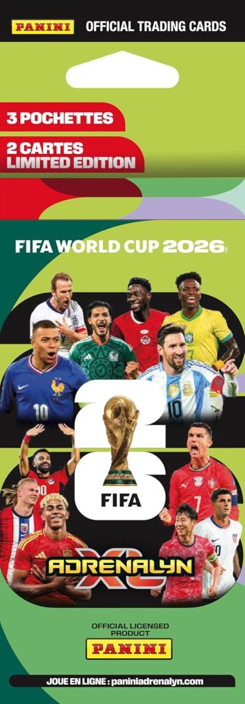 Panini Coupe du Monde DE LA FIFA 2026 Trading Cards Game Blister 3 Pochettes + 2 Cartes édition limitée