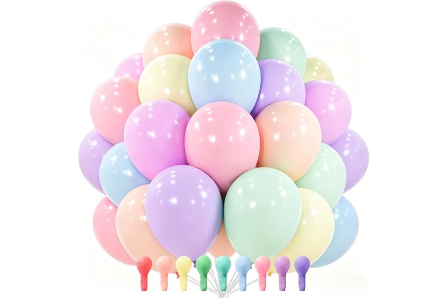 PartyWoo Pastel Balloons 100pcs 12 Inch Pastel Rainbow Latex Balloons for Baby Shower Gender Reveal Engagement Bachelorette Easter Bridal Shower Anniversary Retirement Birthday Party Decorations