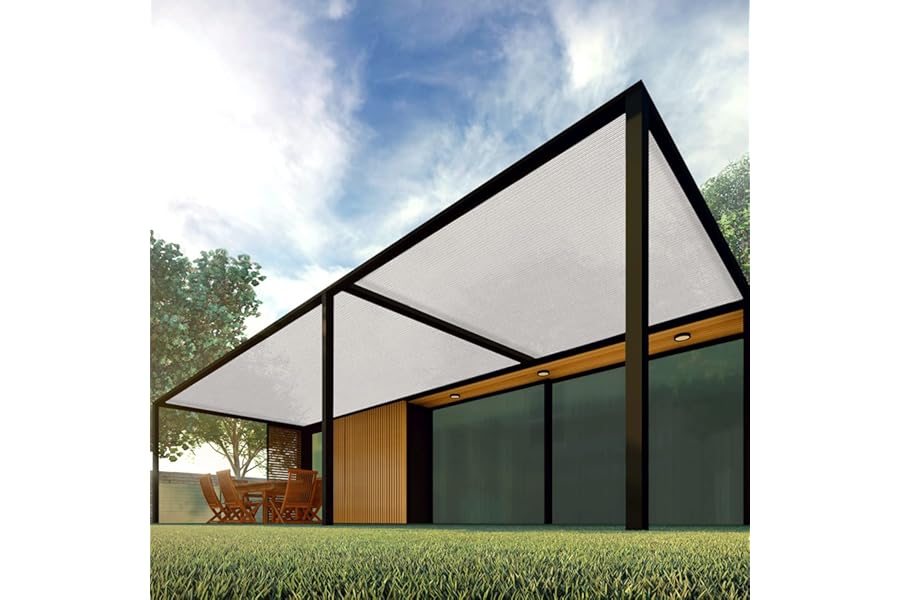 Patio 12' x 14' Sun Shade Fabric Roll 6/8/12 FT Shade Cloth for Patio, Outdoor Mesh Sail Sun Shades Canopy Replacement Pergola Cover for Backyard Deck Porch, Light Gray