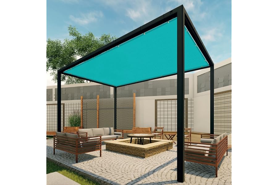 Patio Paradise 20'x23' Sun Shade Cloth with Grommets Rectangle Shade Sail Canopy Pergola Cover with Straight Edge, UV Block Fabric for Backyard Deck Outdoor Activities, Turquoise Green