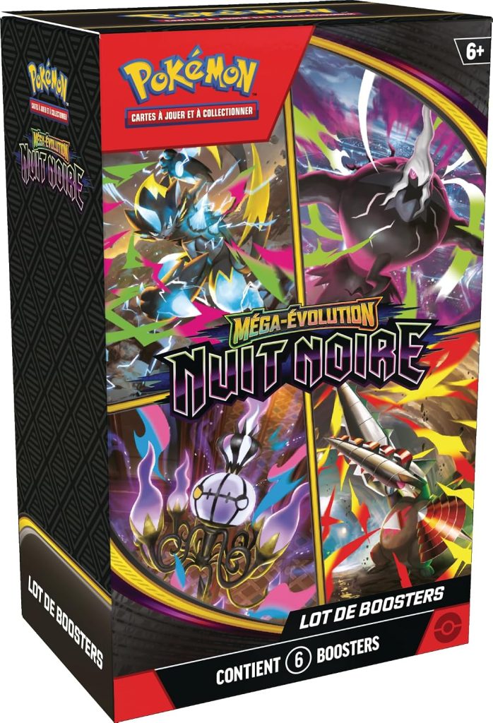 Pokémon : Lot de boosters Méga-Évolution – Nuit Noire (6 boosters)