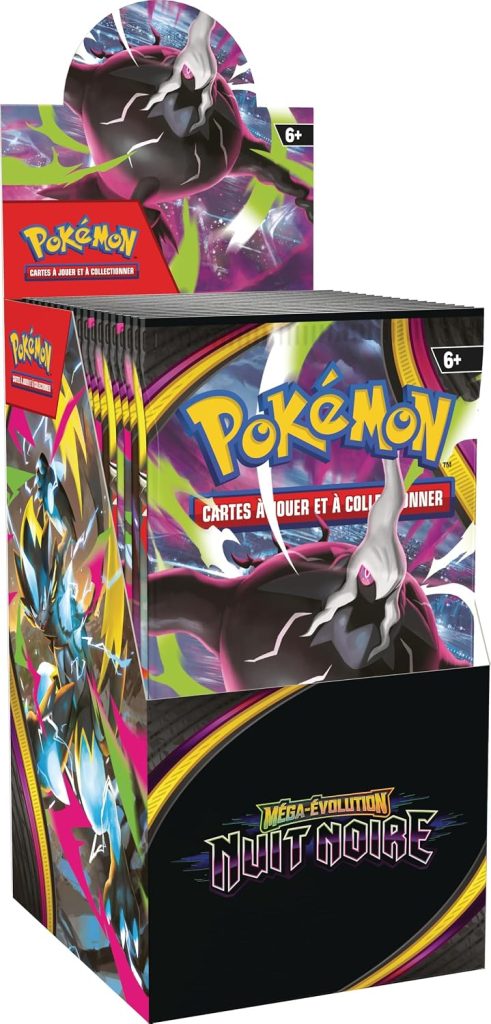 Pokémon : présentoir de boosters Méga-Évolution – Nuit Noire (18 boosters)