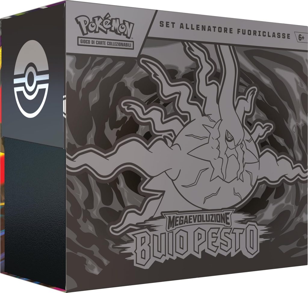Pokémon: set Allenatore Fuoriclasse dell’espansione Megaevoluzione - Buio Pesto del GCC Pokémon (1 carta promozionale a figura intera, 9 buste di espansione e accessori premium), Edizione in Italiano