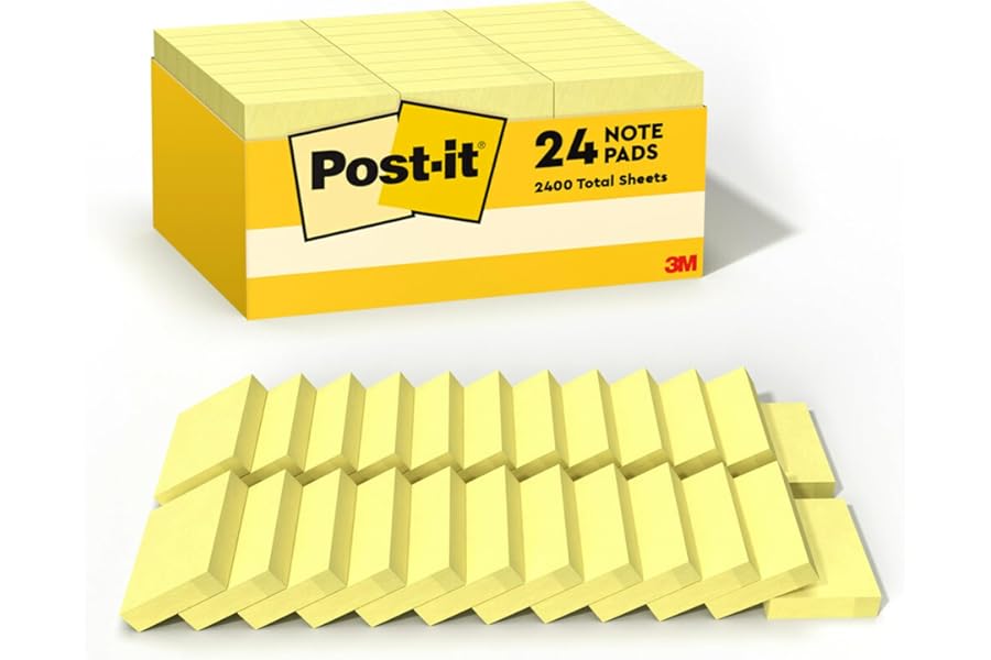 Post-it Notes, 1.38 x 1.88 in, The Iconic Canary Yellow Note, 24 Pads | School Supplies and Office Products