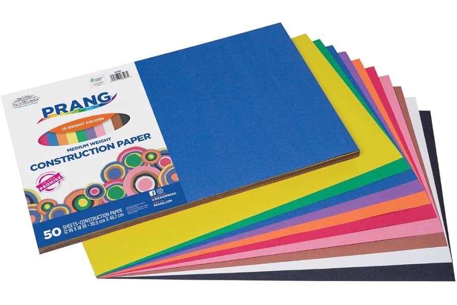 Prang (Formerly SunWorks) Construction Paper, 10 Assorted Colors, 12" x 18", 50 Sheets