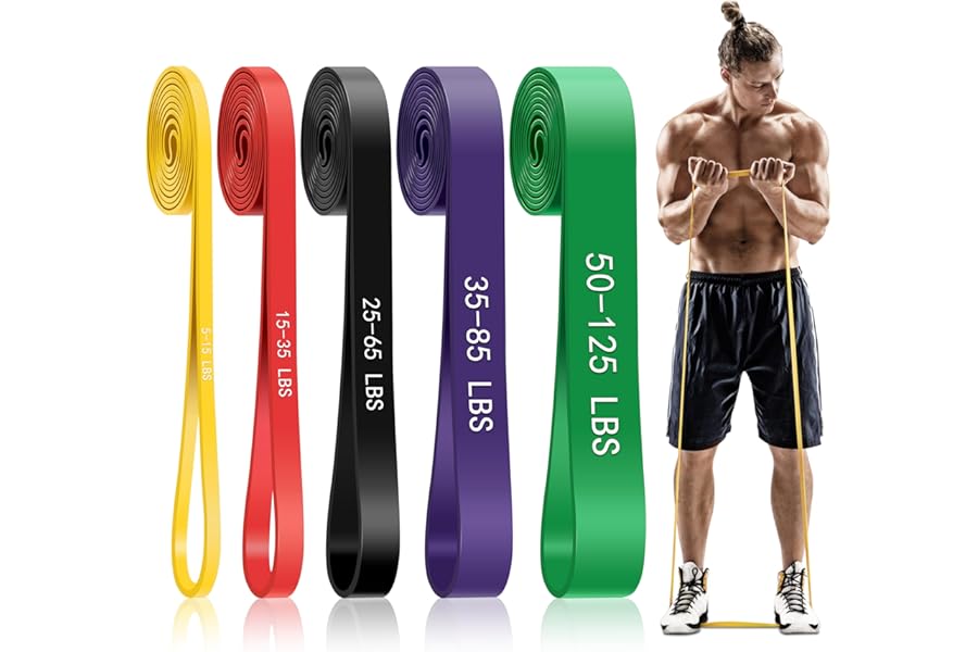 Pull Up Assistance Bands, 5-Level Resistance Bands for Working Out, Pull Up Bands for Men & Women, Exercise Bands for Full-Bo