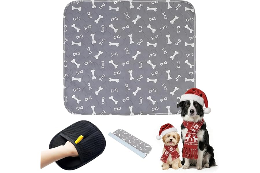Puppy Pee Pads with Pheromones, Washable Puppy Training Pads for Dogs Reusable Puppy Potty Pads for Dogs and Cats(with Pet Hair Removal Gloves)