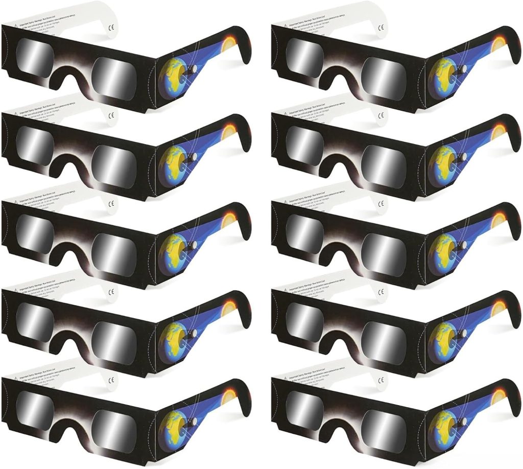 QIWEI Gafas Eclipse Solar Homologadas (Pack de 4) - Certificadas ISO 12312-2, Gafas para Ver Eclipse Solar para Adultos y Niños, Filtros Solares de Alta Definición, Protección UV, Eclipse Agosto 2026