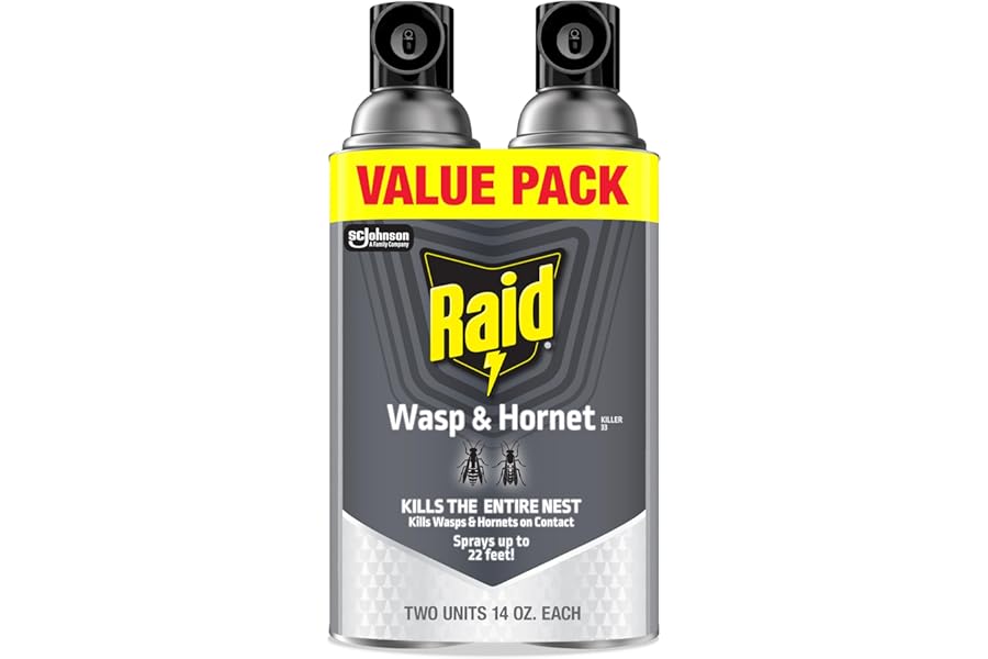 Raid Wasp & Hornet Killer Spray, Bug Killer Kills the Entire Nest, 14 Oz, 2 Count