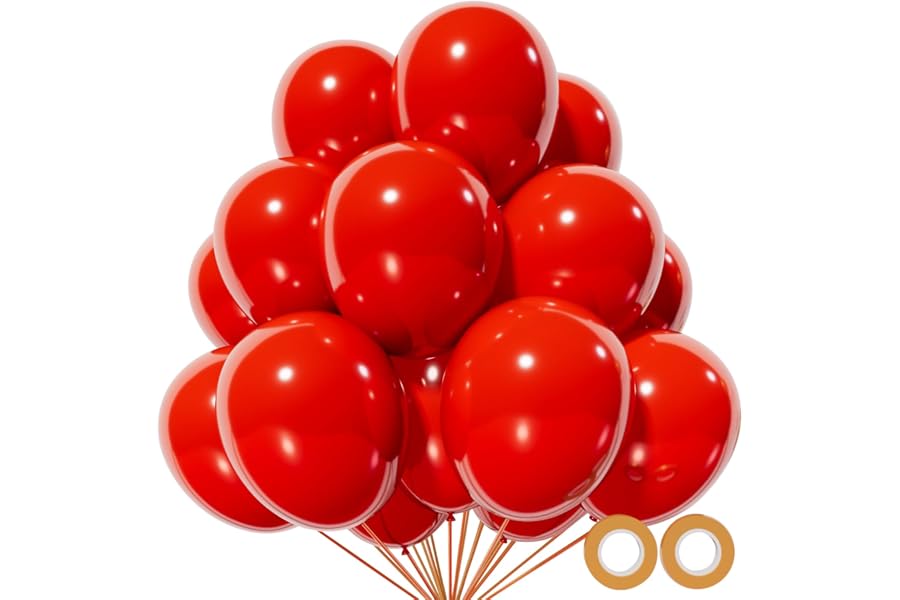 Red Balloon 110pcs, Red Latex Balloons12 inch for Birthday Valentine's Day Wedding(with 2 Ribbons).