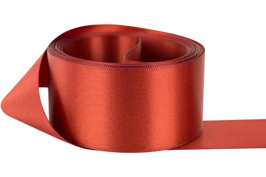 Ribbon Bazaar Double Faced Satin - Premium Gloss Finish - 100% Polyester Ribbon for Gift Wrapping, Crafts, Scrapbooking, Hair Bow, Decorating & More - 1-1/2" Rust 5yd Spool