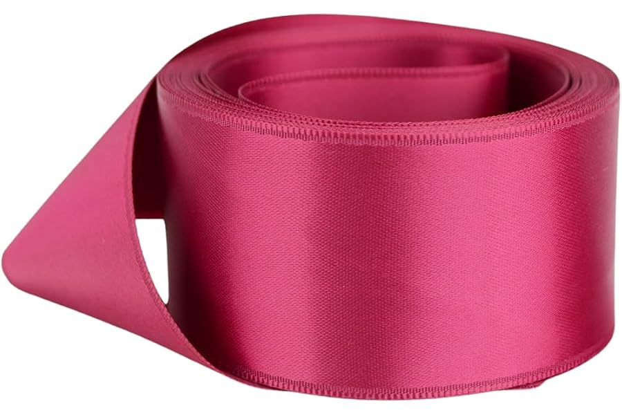 Ribbon Bazaar Double Faced Satin - Premium Gloss Finish - 100% Polyester Ribbon for Gift Wrapping, Crafts, Scrapbooking, Hair Bow, Decorating & More - 1-1/2" Cerise 50yd Spool