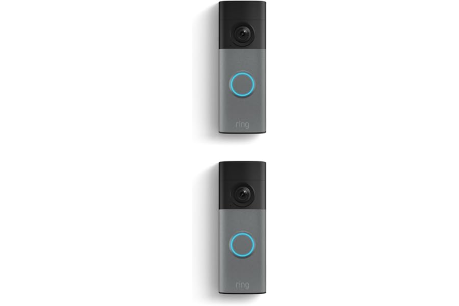 Ring Battery Doorbell (newest model), Retinal 2K with wide-angle video, up to 6x Enhanced Zoom, Two-Way Talk, and Built-In Battery, 2-pack Speckled Gray