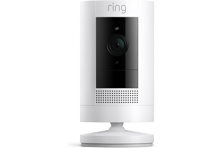 Ring Outdoor Cam (Stick Up Cam), Weather-resistant home or business HD security camera, Live View, Color Night Vision, Two-Way Talk, motion alerts, Works with Alexa, White