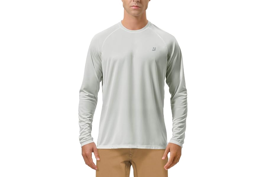 Roadbox Mens UPF 50+ UV Sun Protection Shirts Outdoor Long Sleeve SPF Rash Guard for Fishing Hiking Swimming Running