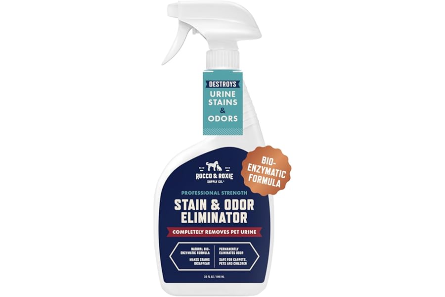 Rocco & Roxie Supply Co. Stain & Strong Odor Eliminator, Enzyme Cleaner, Pet Odor Eliminator for Home - Carpet Stain Remover