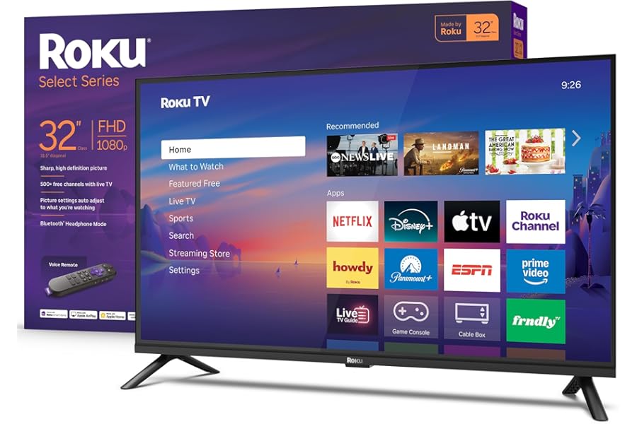 Roku Smart TV 2026 – 32-Inch Select Series, 1080p Full HD TV – Roku TV with Voice Remote – Flat Screen LED Television with Wi