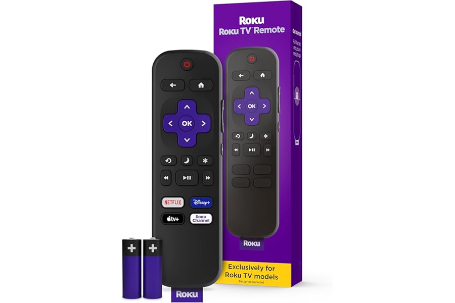 Roku TV Remote Control (Official Manufacturer Product) - Simple Setup, & Pre-Set App Shortcuts - Replacement Remote Compatible with RokuTV Models ONLY (Not Roku Players)