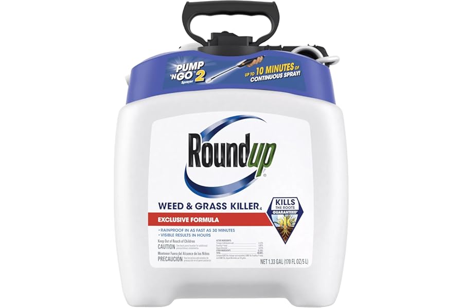 Roundup Weed & Grass Killer4 with Pump 'N Go 2 Sprayer, 1.33 gal. | Ready-To-Use Bug Killer with Comfort Wand, Kills Ants, Roaches and Spiders, Use in Kitchens, Bathrooms and Home Perimeter