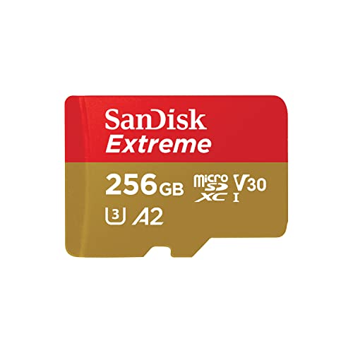 SANDISK Extreme microSDXC UHS-I Geheugenkaart 256 GB Met SD Adapter (1 Jaar RescuePRO Deluxe, Leessnelheden Tot 190 MB/s, A2, C10, V30, U3, 30 Jaar Garantie)