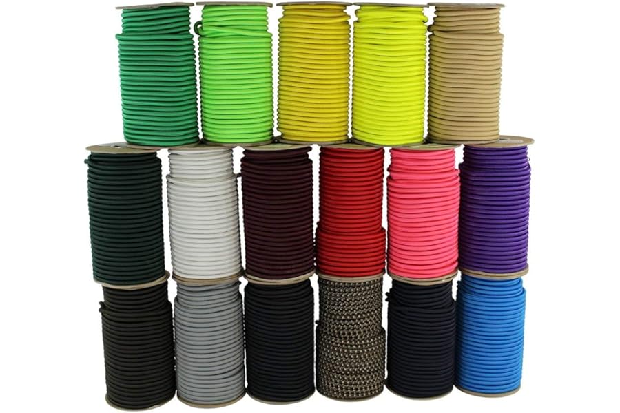 SGT KNOTS Marine Grade Bungee Cord - 100% Elastic Cord, Dacron Polyester Bungee Shock Cord for DIY, Tie Downs, Commercial Uses | 3/8" x 10ft, Black