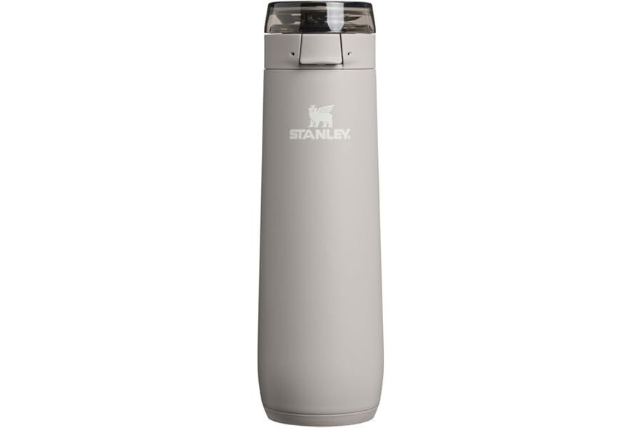 STANLEY Flowstate Spring Bottle | Leakproof Water Bottle with Carry Strap & Flip-Top Locking Lid | Insulated Stainless Steel | Fits Most Cup Holders | BPA-Free | 20 oz | Ash