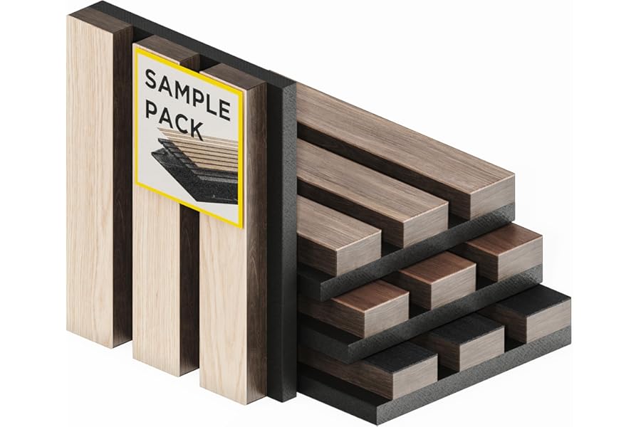 Samples-Pack Acoustic Slat Wall Panels - Soundproof Wood Paneling for Interior Decor
