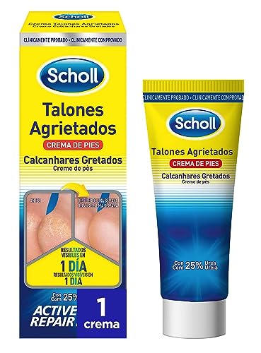 Scholl Crema Reparadora Talones Agrietados, 60 ml - Hidratación Intensiva con Urea 25%, Active Repair K+ y Queratina, Repara Pies Secos, Agrietados y Dañados, Resultados desde el Día 1