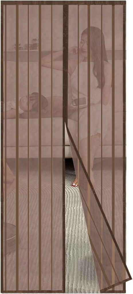 Sekey Cortina Magnética de Puerta a Prueba de Mosquito para Madera, Hierro, Metálicas, Balcón, RV - Cierre Magnético Automático, 90x210 cm, Marrón