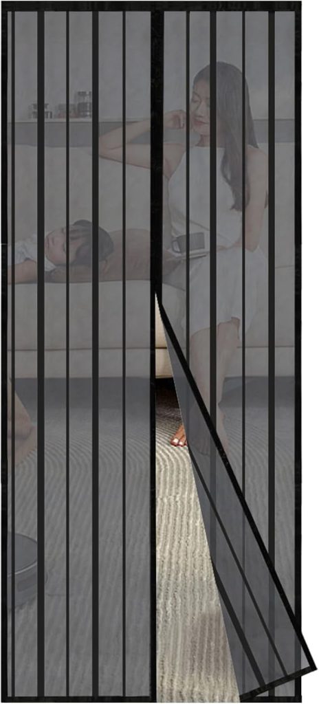 Sekey Cortina Magnética de Puerta a Prueba de Mosquito para Madera, Hierro, Metálicas, Balcón, RV - Cierre Magnético Automático, 80x210 cm, Negro